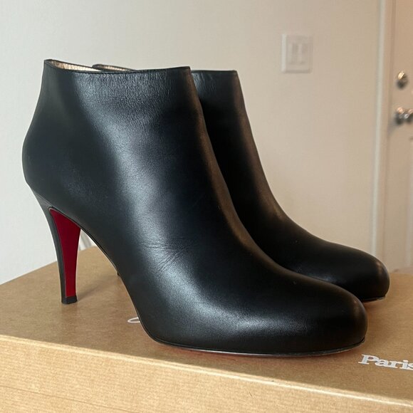 Christian Louboutin Black Leather Ankle High Heel Boots - Picture 5 of 13